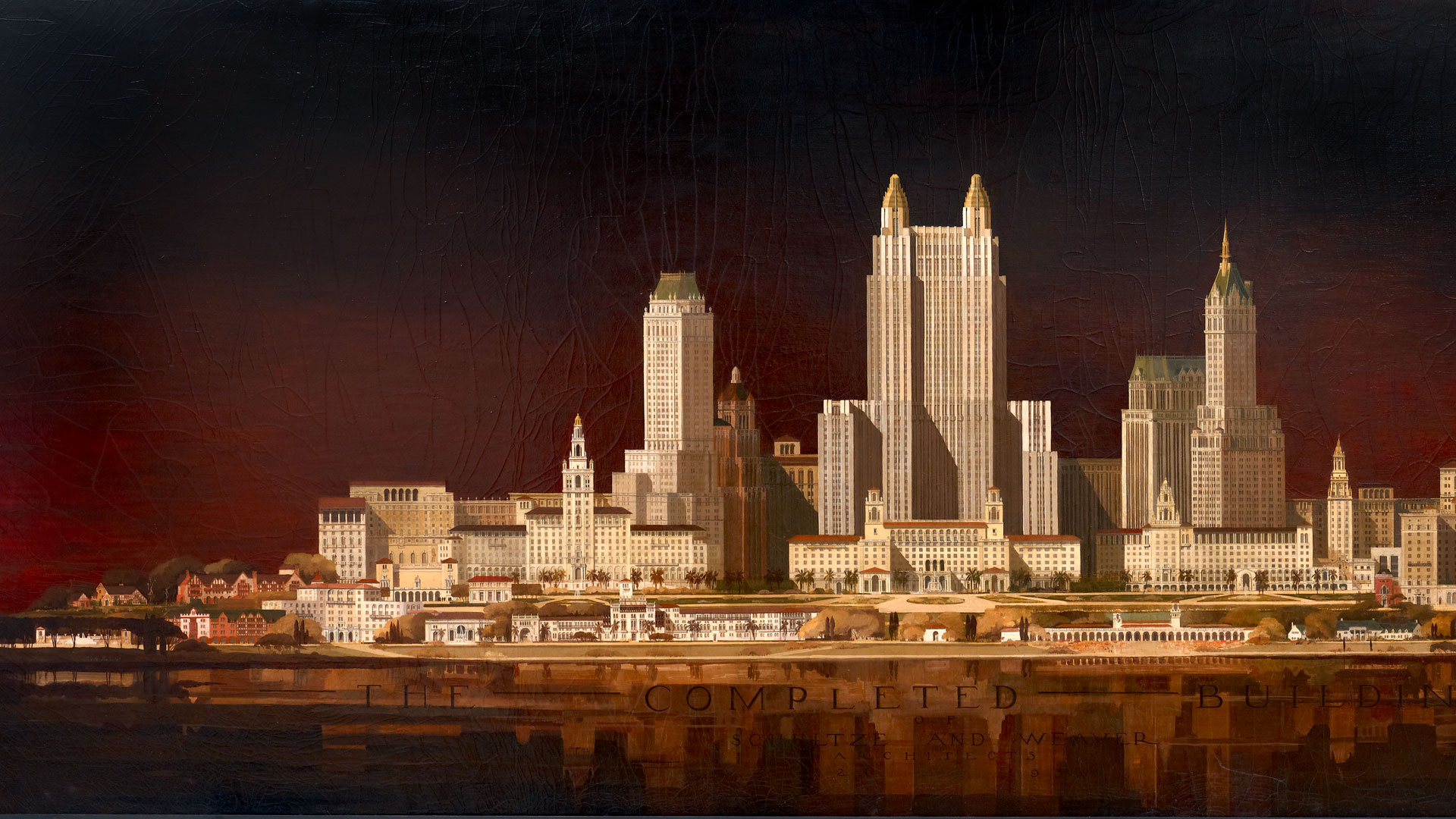 Painting of an imagined cityscape